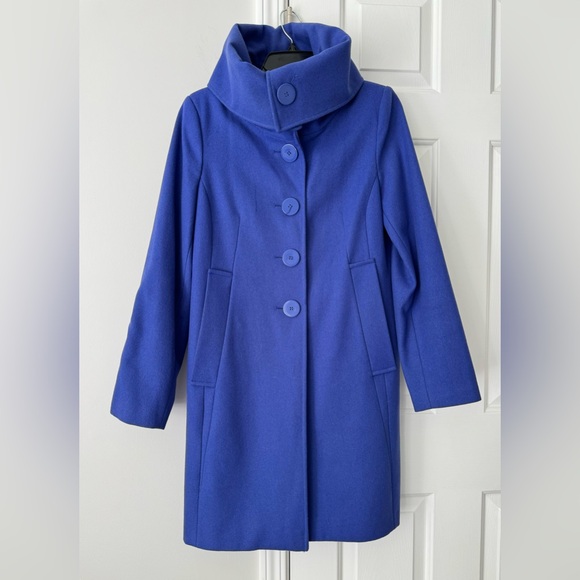 New York & Company Wool Blend Funnel/ Flap Collar Coat, Size 6 - Picture 1 of 9